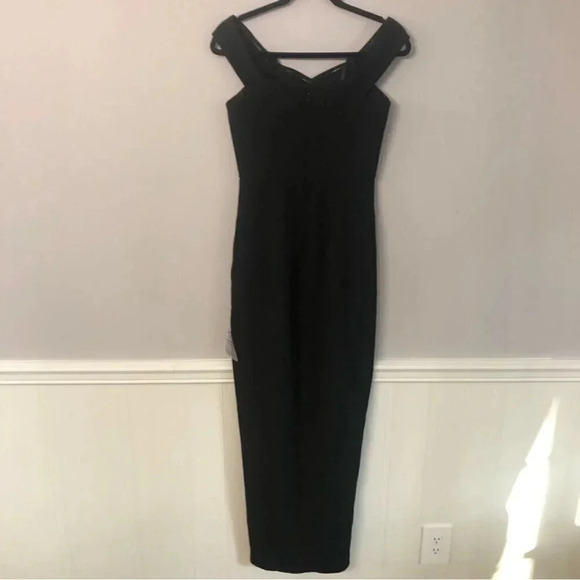 Bariano Australia Off Shoulder Formal Sheath Evening Dress Black Size S NWT - Picture 3 of 14